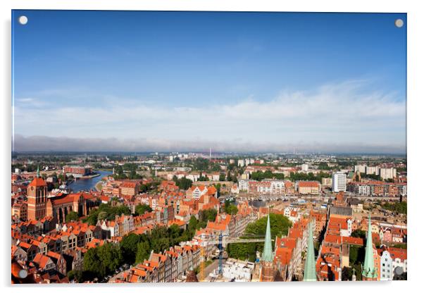 Aerial View Over City Of Gdansk In Poland Acrylic by Artur Bogacki