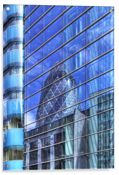 London’s Gherkin reflection Acrylic by Mike Gorton