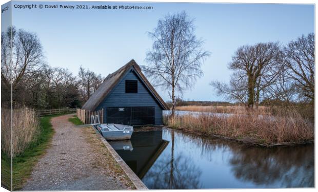 Boathouse At How Hill Norfolk Broads Canvas Print by David Powley
