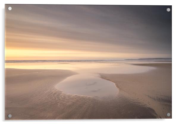 The tranqulity of a beach sunset Acrylic by Tony Twyman