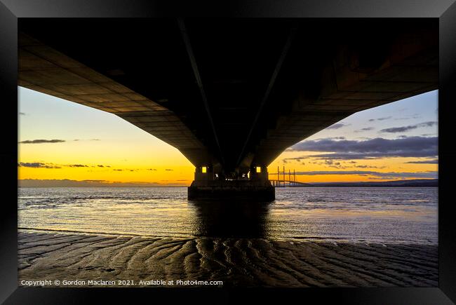 Severn Bridge Sunset Framed Print by Gordon Maclaren