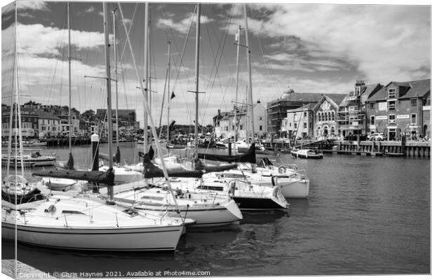 Weymouth Harbour in Black and White Canvas Print by Chris Haynes