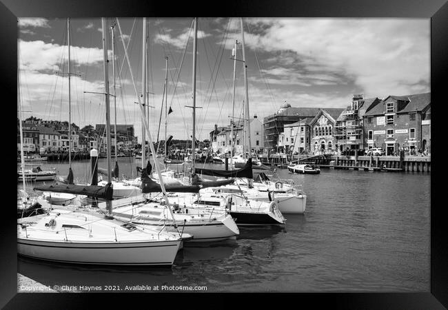 Weymouth Harbour in Black and White Framed Print by Chris Haynes