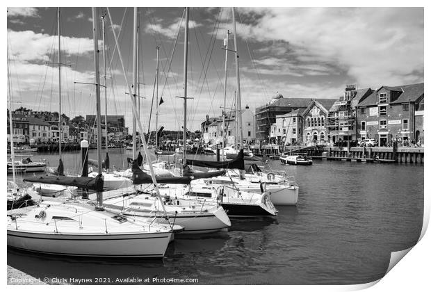 Weymouth Harbour in Black and White Print by Chris Haynes