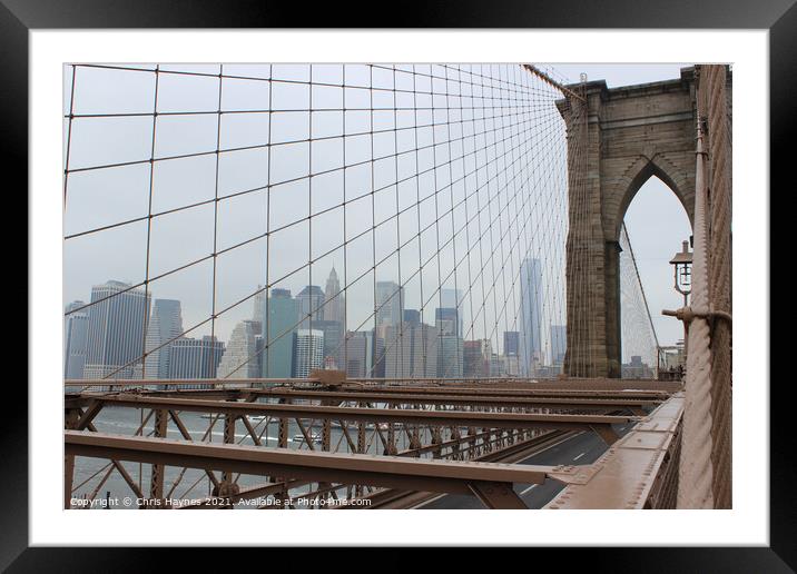 Brooklyn Bridge to Manhattan, NYC Framed Mounted Print by Chris Haynes