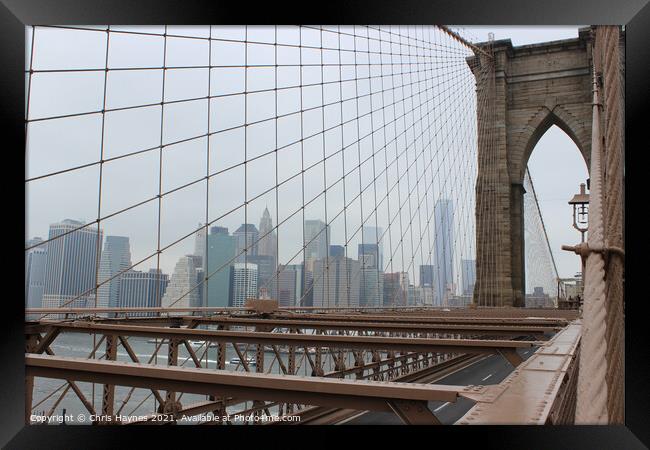 Brooklyn Bridge to Manhattan, NYC Framed Print by Chris Haynes