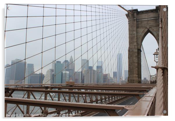 Brooklyn Bridge to Manhattan, NYC Acrylic by Chris Haynes