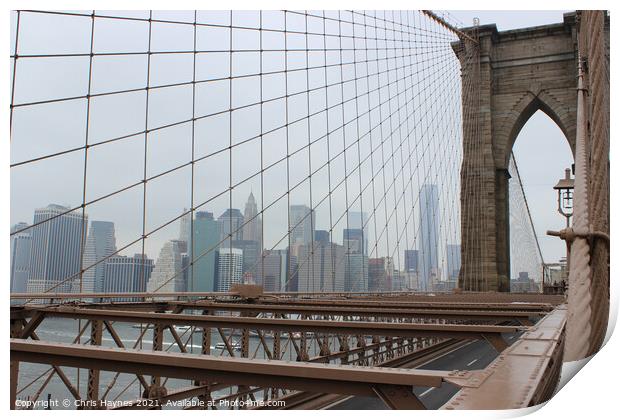 Brooklyn Bridge to Manhattan, NYC Print by Chris Haynes