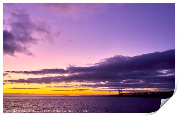 Glorious sunset over the Severn Bridge Print by Gordon Maclaren