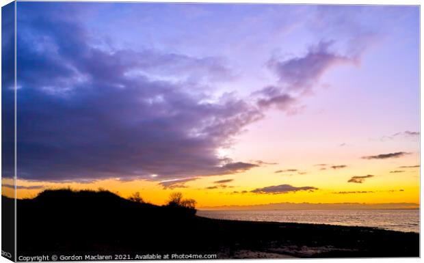 Sunset over the Severn Estuary  Canvas Print by Gordon Maclaren