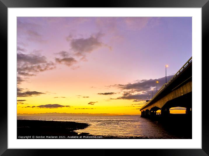 beautiful sunset over the prince of wales bridge Framed Mounted Print by Gordon Maclaren