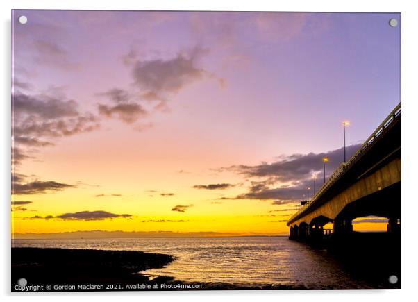 beautiful sunset over the prince of wales bridge Acrylic by Gordon Maclaren