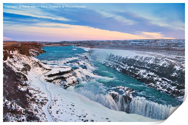 Gullfoss Falls, Iceland Print by Navin Mistry
