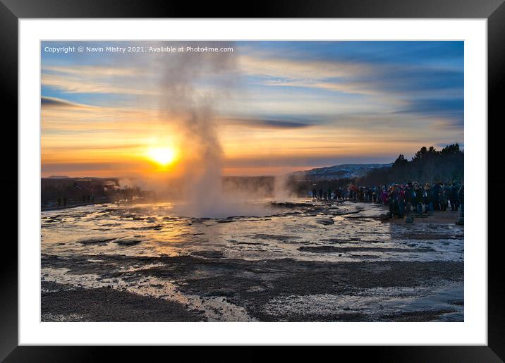 The Great Geysir, Iceland Framed Mounted Print by Navin Mistry