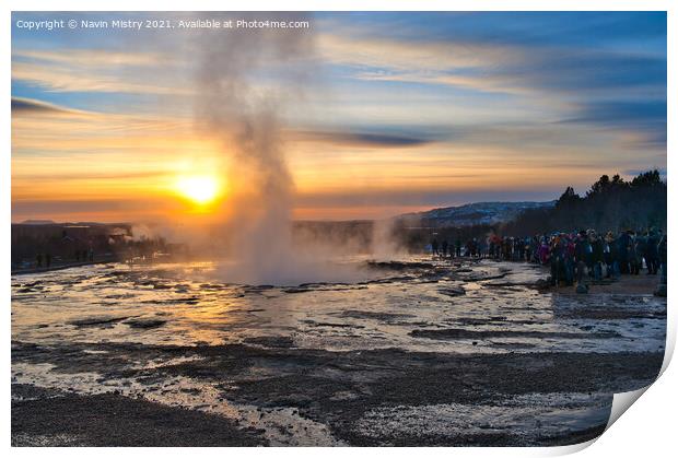 The Great Geysir, Iceland Print by Navin Mistry