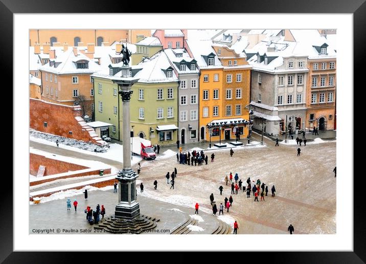 Castle Square in Warsaw, winter time Framed Mounted Print by Paulina Sator