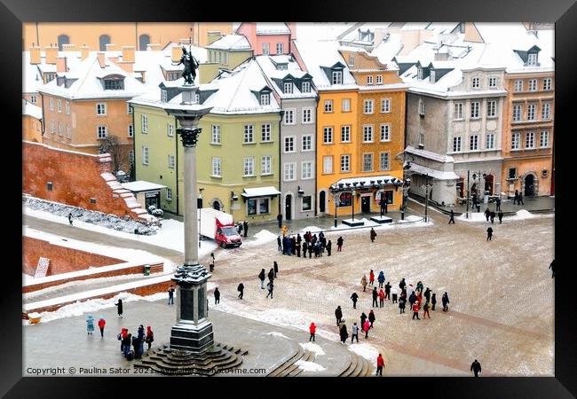 Castle Square in Warsaw, winter time Framed Print by Paulina Sator