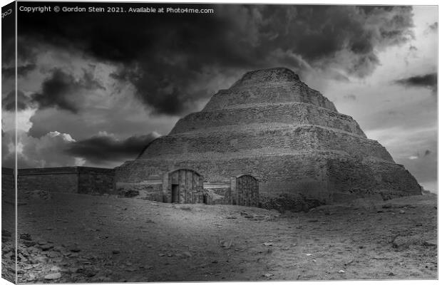 Pyramid Storms - Saqqara Canvas Print by Gordon Stein