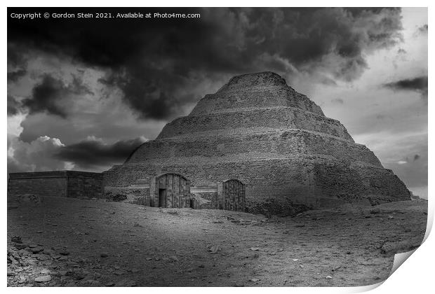 Pyramid Storms - Saqqara Print by Gordon Stein