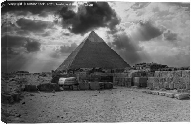Pyramid Storms - Giza Canvas Print by Gordon Stein
