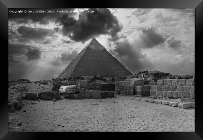 Pyramid Storms - Giza Framed Print by Gordon Stein