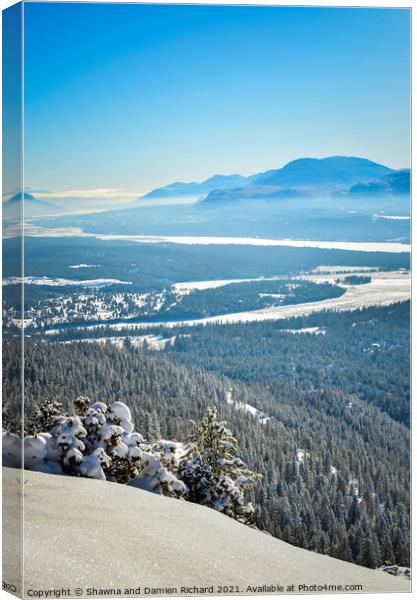 Fresh Snow on Mount Swansea British Columbia Canada Canvas Print by Shawna and Damien Richard