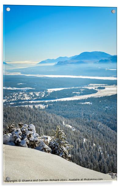 Fresh Snow on Mount Swansea British Columbia Canada Acrylic by Shawna and Damien Richard