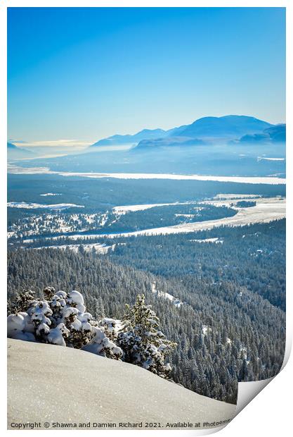 Fresh Snow on Mount Swansea British Columbia Canada Print by Shawna and Damien Richard