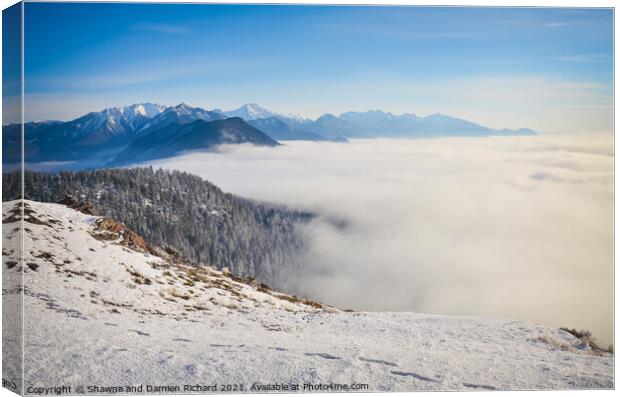 Above cloud inversion Swansea Mountain Rocky Mountains British C Canvas Print by Shawna and Damien Richard