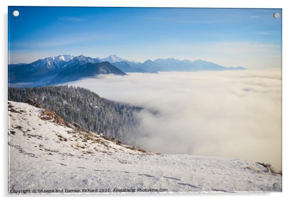 Above cloud inversion Swansea Mountain Rocky Mountains British C Acrylic by Shawna and Damien Richard