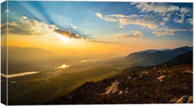 Mountain Sunset Canada Canvas Print by Shawna and Damien Richard