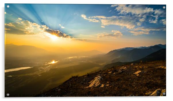Mountain Sunset Canada Acrylic by Shawna and Damien Richard