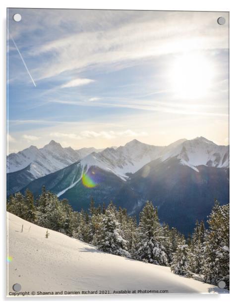 Summit of Sulphur Mountain with sun flare Acrylic by Shawna and Damien Richard