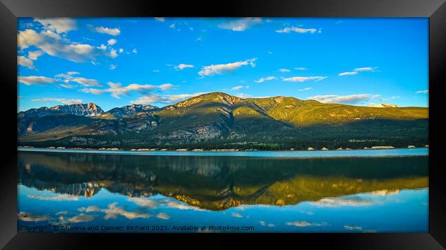 Golden Hour Columbia Lake Reflection, British Columbia, Canada Framed Print by Shawna and Damien Richard