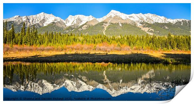 Mitchell Mountain Range reflected in Dog Lake Kootenay National  Print by Shawna and Damien Richard