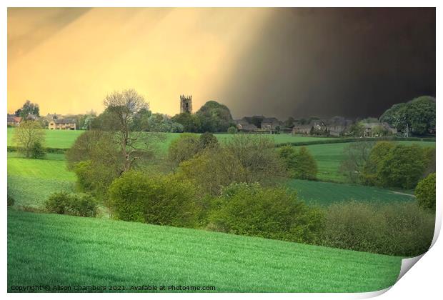 Emley Across The Fields Print by Alison Chambers