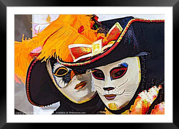 Venice Carnival Cats Framed Mounted Print by Steve de Roeck