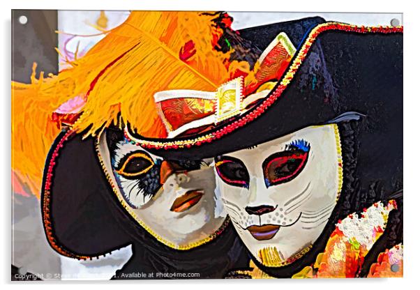 Venice Carnival Cats Acrylic by Steve de Roeck