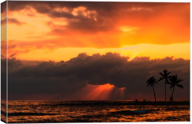 Sunset over ocean. Dramatic sky. Canvas Print by Sergey Fedoskin