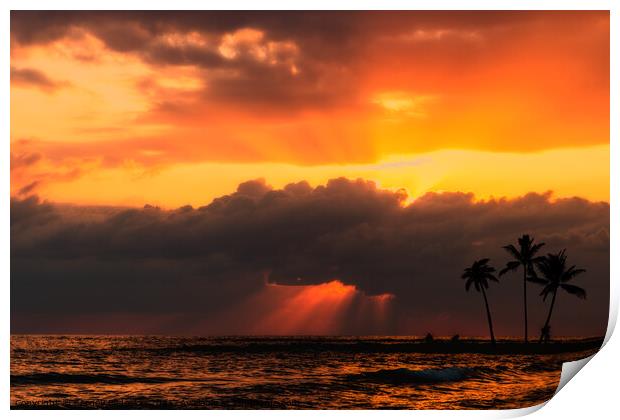 Sunset over ocean. Dramatic sky. Print by Sergey Fedoskin