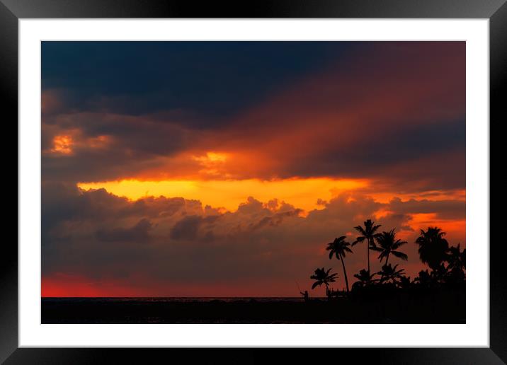 Sunset over ocean. Dramatic sky. Framed Mounted Print by Sergey Fedoskin