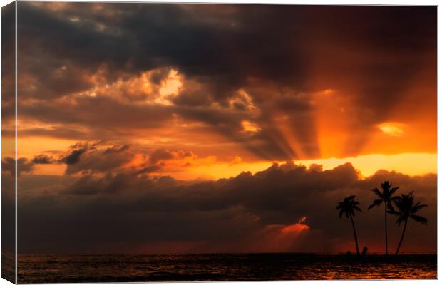 Sunset over ocean. Dramatic sky. Canvas Print by Sergey Fedoskin