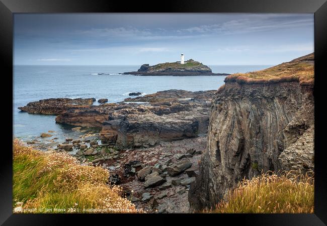 Godrevy Lighthouse, Cornwall Framed Print by Jim Monk