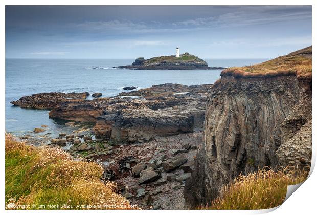 Godrevy Lighthouse, Cornwall Print by Jim Monk