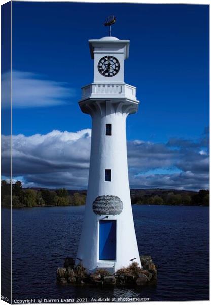 Roath lake clock tower Canvas Print by Darren Evans