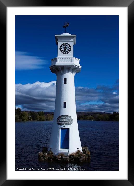 Roath lake clock tower Framed Mounted Print by Darren Evans