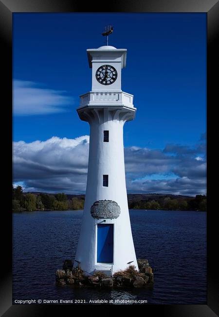 Roath lake clock tower Framed Print by Darren Evans