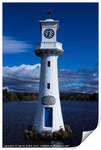 Roath lake clock tower Print by Darren Evans