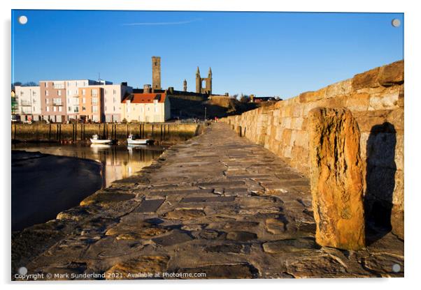 Harbour and Cathedral St Andrews Fife Scotland Acrylic by Mark Sunderland