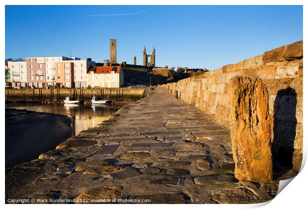 Harbour and Cathedral St Andrews Fife Scotland Print by Mark Sunderland